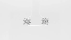 3 ct. tw. Round Brilliant Diamond Solitaire Earrings in 14K White Gold front view