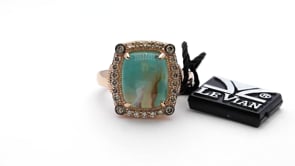 Le Vian Peacock Aquaprase & 3/8 ct. tw. Chocolate & Nude Diamond Ring in 14K Strawberry Gold front view (2)