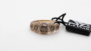 Le Vian Chocolatier 3/4 ct. tw. Chocolate & Vanilla Diamond Halo Ring in 14K Strawberry Gold front view