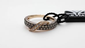 Le Vian Chocolatier 7/8 ct. tw. Chocolate & Vanilla Diamond Crossover Ring in 14K Strawberry Gold front view