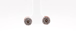 Le Vian Chocolatier 3/4 ct. tw. Chocolate & Vanilla Diamond Halo Earrings in 14K Strawberry Gold front view