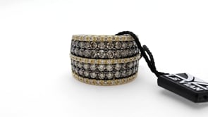 Le Vian Chocolatier 3 ct. tw. Chocolate & Vanilla Multirow Diamond Ring in 14K Honey Gold front view