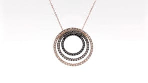 Le Vian Creme Brulee 1-3/8 ct. tw. Nude, Blackberry & Chocolate Diamond Triple Circle Pendant in 14K Strawberry front view