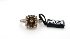 Le Vian Cushion Chocolate Quartz & 9/10 ct. tw. Nude Diamond Halo Ring in 14K Honey Gold front view