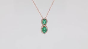 Le Vian Oval Costa Smeralda Emeralds & 1/5 ct. tw. Vanilla Diamond Pendant in 14K Strawberry Gold front view