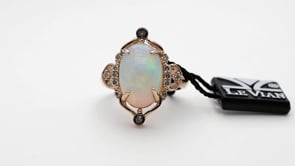 Le Vian Oval Neopolitan Opal & 1/4 ct. tw. Chocolate & Nude Diamond Ring in 14K Strawberry Gold front view