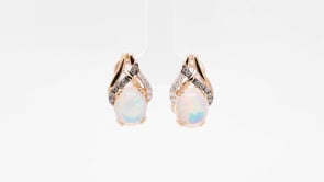 Le Vian Chocolatier Oval Neopolitan Opal & 1/4 ct. tw. Chocolate & Vanilla Diamond Earrings in 14K Strawberry Gold front view