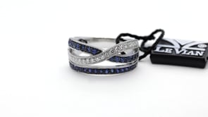 Le Vian Blueberry Sapphire & 1/5 ct. tw. Vanilla Diamond Crossover Ring in 14K Vanilla Gold front view