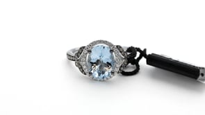 Le Vian Chocolatier Oval Sea Blue Aquamarine & 1/3 ct. tw. Chocolate & Vanilla Diamond Halo Ring in 14K Vanilla front view