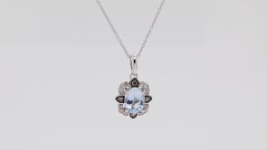 Le Vian Creme Brulee Oval Sea Blue Aquamarine & 1/7 ct. tw. Nude & Chocolate Diamond Floral Halo Pendant in 14K front view