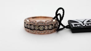 Le Vian 1 ct. tw. Chocolate & Nude Multirow Diamond Scalloped Ring in 14K Strawberry Gold front view
