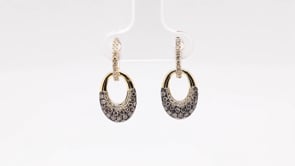 Le Vian Chocolatier 5/8 ct. tw. Chocolate & Vanilla Pave Diamond Drop Hoop Earrings in 14K Honey Gold close-up detail