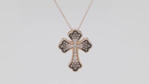 Le Vian Ombre 1/2 ct. tw. Chocolate Ombre Pave Diamond Trefoil Cross Pendant in 14K Strawberry Gold front view
