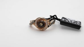 Le Vian Chocolatier Chocolate Quartz & 1/4 ct. tw. Chocolate & Vanilla Diamond Twist Ring in 14K Strawberry Gold front view