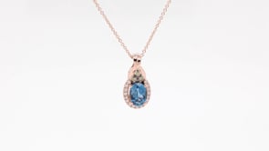 Le Vian Chocolatier Oval Deep Sea Blue Topaz & 1/7 ct. tw. Chocolate & Vanilla Diamond Pendant in 14K Strawberry side profile