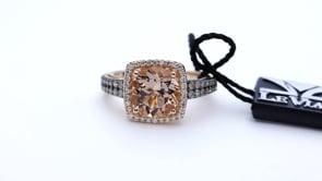 Le Vian Chocolatier Peach Morganite & 3/8 ct. tw. Chocolate & Vanilla Diamond Halo Ring in 14K Strawberry Gold front view