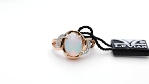 Le Vian Oval Neopolitan Opal & 1/20 ct. tw. Vanilla Diamond Twist Ring in 14K Strawberry & Vanilla Gold front view