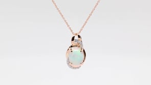 Le Vian Oval Neopolitan Opal & 1/15 ct. tw. Vanilla Diamond Twist Pendant in 14K Strawberry & Vanilla Gold front view