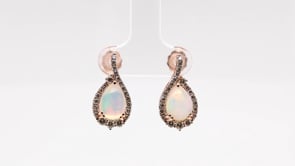 Le Vian Pear Neopolitan Opal & 5/8 ct. tw. Nude Diamond Halo Drop Earrings in 14K Strawberry Gold close-up detail