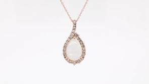 Le Vian Pear Neopolitan Opal & 5/8 ct. tw. Nude Diamond Halo Pendant in 14K Strawberry Gold side profile