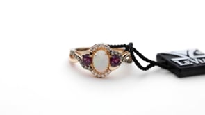 Le Vian Chocolatier Oval Neopolitan Opal, Raspberry Rhodolite Garnet & 1/5 ct. tw. Chocolate & Vanilla Diamond front view (2)
