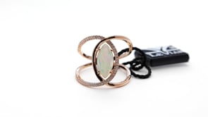 Le Vian Marquise Neopolitan Opal & 1/6 ct. tw. Vanilla Diamond Open Link Ring in 14K Strawberry Gold front view