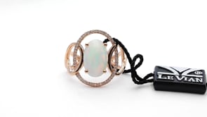 Le Vian Oval Neopolitan Opal & 1/7 ct. tw. Vanilla Diamond Open Link Ring in 14K Strawberry Gold front view