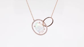 Le Vian Oval Neopolitan Opal & 1/8 ct. tw. Vanilla Diamond Open Link Pendant in 14K Strawberry Gold front view