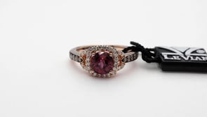 Le Vian Chocolatier Raspberry Rhodolite Garnet & 1/2 ct. tw. Chocolate & Vanilla Diamond Halo Ring in 14K front view