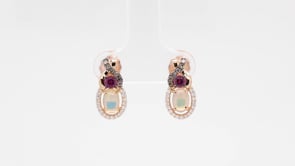 Le Vian Chocolatier Oval Neopolitan Opal, Raspberry Rhodolite Garnet & 1/5 ct. tw. Chocolate & Vanilla Diamond front view