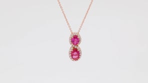 Le Vian Oval Passion Ruby & 1/5 ct. tw. Vanilla Diamond Halo Pendant in 14K Strawberry Gold front view