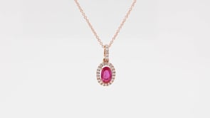 Le Vian Oval Passion Ruby & 1/10 ct. tw. Vanilla Diamond Halo Pendant in 14K Strawberry Gold front view