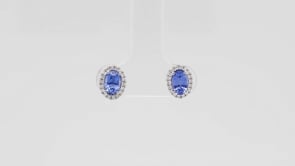 Le Vian Oval Blueberry Sapphire & 1/8 ct. tw. Vanilla Diamond Halo Earrings in 14K Vanilla Gold front view