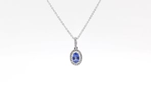 Le Vian Oval Blueberry Sapphire & 1/10 ct. tw. Vanilla Diamond Halo Pendant in 14K Vanilla Gold front view