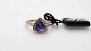 Le Vian Chocolatier Trillion Blueberry Tanzanite & 1/5 ct. tw. Vanilla & Chocolate Diamond Ring in 14K Strawberry front view