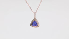 Le Vian Chocolatier Trillion Blueberry Tanzanite & 1/4 ct. tw. Vanilla & Chocolate Diamond Halo Pendant in 14K front view
