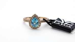 Le Vian Pear Blueberry Zircon & 1/2 ct. tw. Nude Diamond Halo Ring in 14K Strawberry Gold front view
