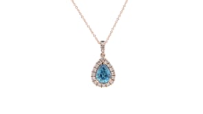 Le Vian Pear Blueberry Zircon & 1/3 ct. tw. Nude Diamond Halo Pendant in 14K Strawberry Gold front view