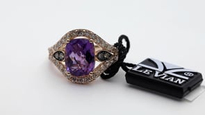 Le Vian Cushion Grape Amethyst & 5/8 ct. tw. Chocolate & Nude Diamond Split Shank Ring in 14K Strawberry Gold front view