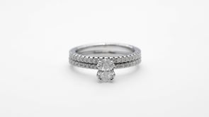 Noventa 1 ct. tw. Oval Diamond Wedding Set in 14K White Gold side profile
