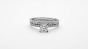 Noventa 1-1/4 ct. tw. Princess Cut Diamond Wedding Set in 14K White Gold angled view