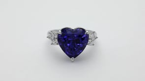 Heart Tanzanite & 1/2 ct. tw. Diamond Ring in 18K White Gold close-up detail