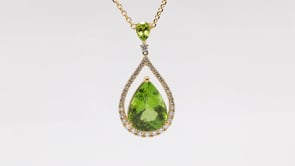 Pear Peridot & 1/2 ct. tw. Diamond Pendant in 18K Yellow Gold front view