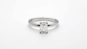 Adamante 1 ct. tw. Lab-Grown Emerald Cut Diamond Solitaire Engagement Ring in 14K White Gold side profile