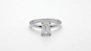 Adamante 1-1/2 ct. tw. Lab-Grown Emerald Cut Diamond Solitaire Engagement Ring in 14K White Gold close-up detail