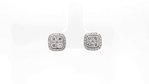 Fairytale Diamonds 5/8 ct. tw. Diamond Cushion Cluster Earrings in 14K White Gold front view