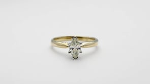 Natural 1/2 ct. tw. Marquise Diamond Solitaire Engagement Ring in 14K Yellow Gold close-up detail