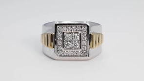 5/8 ct. tw. Men's Diamond Square Cluster Ring in 10K White and Yellow Gold close-up detail
