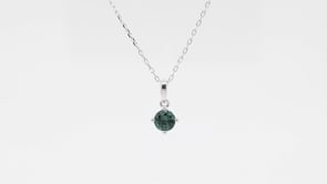 American Colors 5.5mm Round Montana Sapphire Solitaire Pendant in 10K White Gold front view