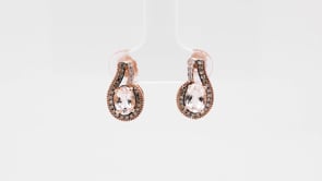 Morganite and Mocha Diamond 1/4 ct. tw. Earrings in 10K Pink Gold front view